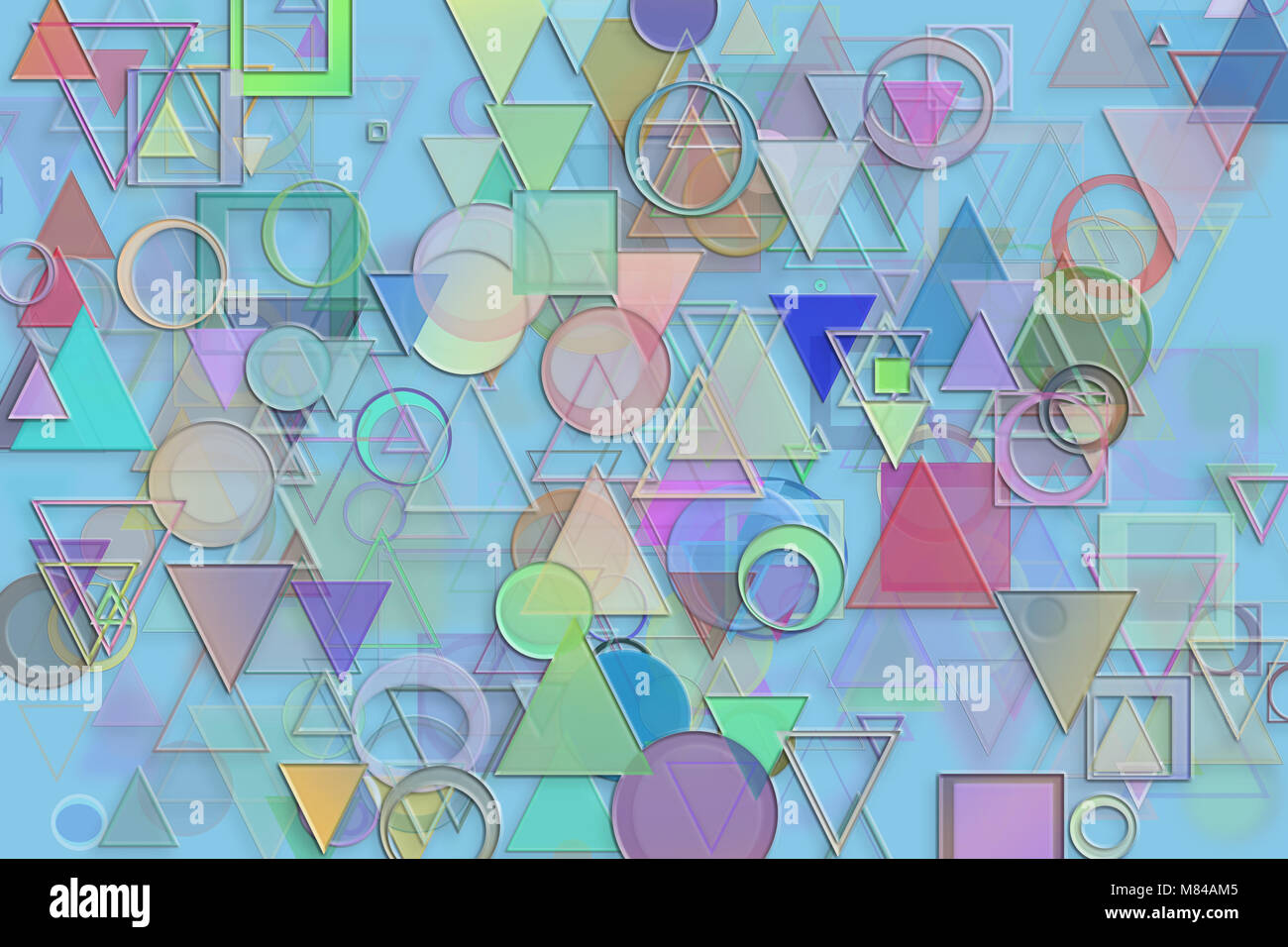 Abstract embossed & random circle, square, rectangle & triangle shape ...