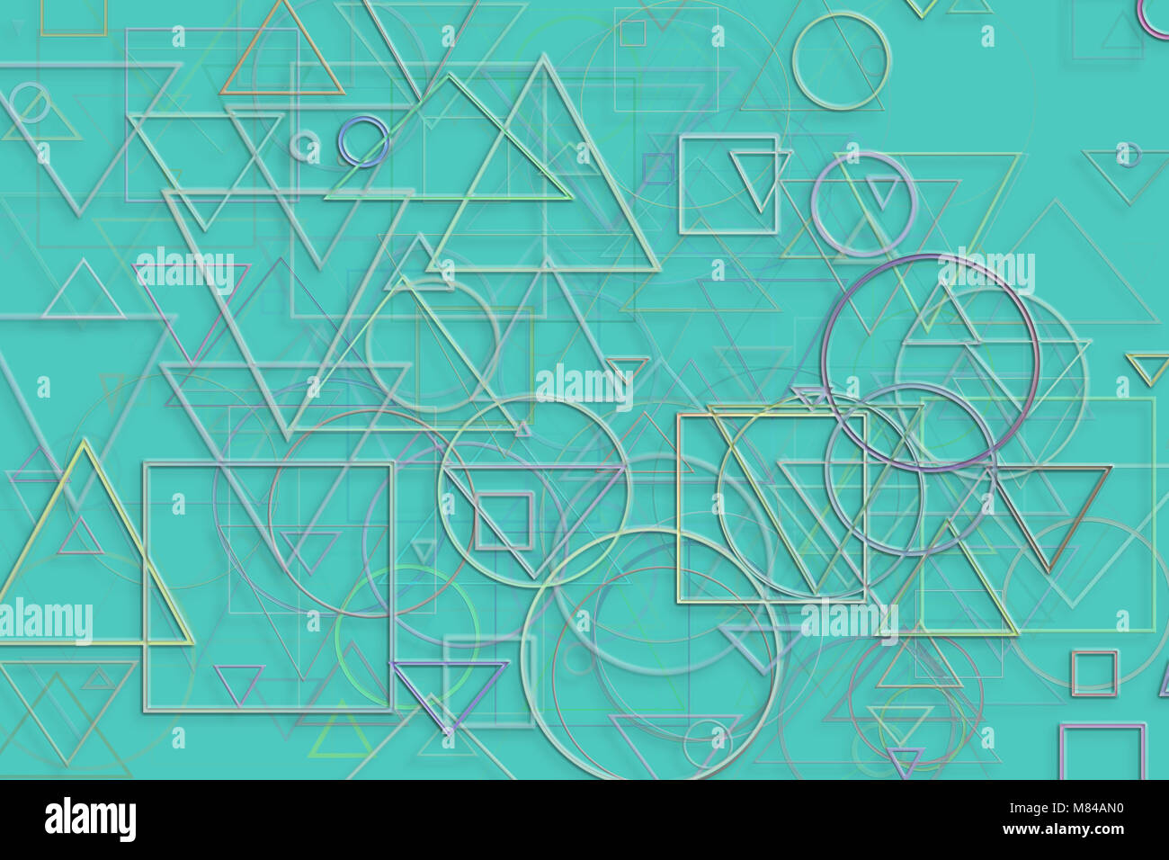 Abstract embossed & random circle, square, rectangle & triangle shape ...