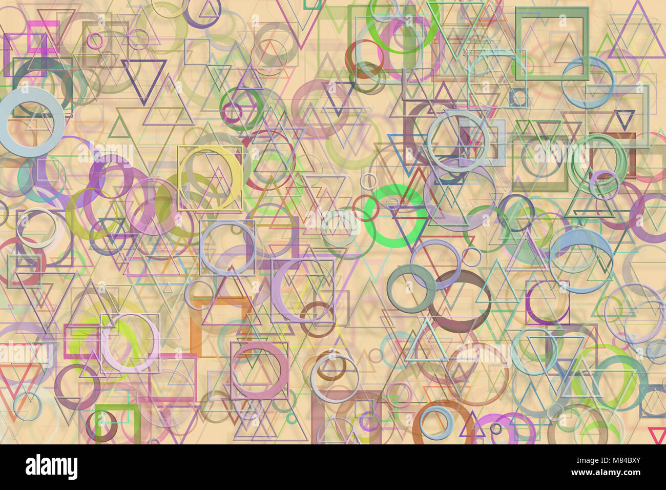 Random circle, square, rectangle & triangle shape, digital generative ...