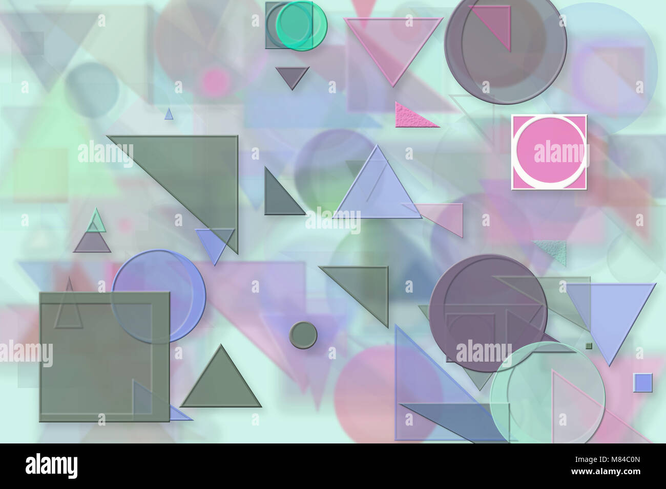 Abstract embossed & random circle, square, rectangle & triangle shape ...