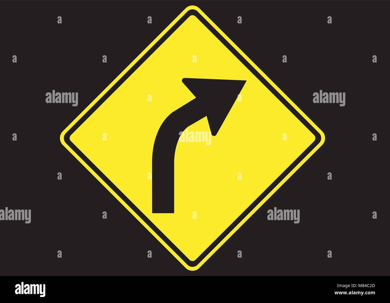 design vector of right curve ahead street sign Stock Vector