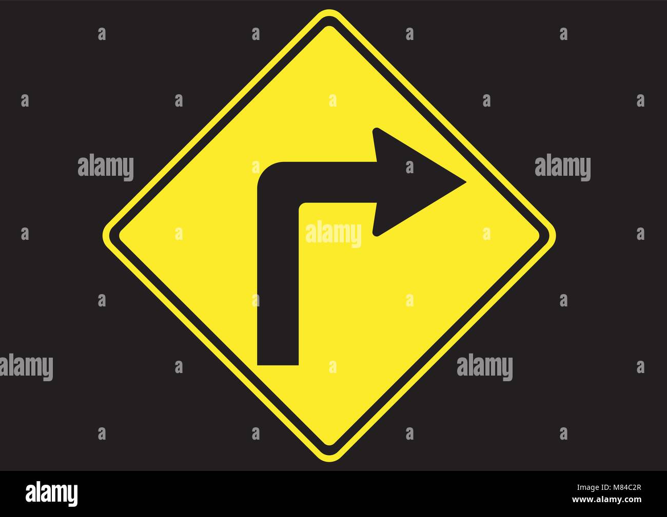 design vector of right turn ahead sign Stock Vector Image & Art - Alamy