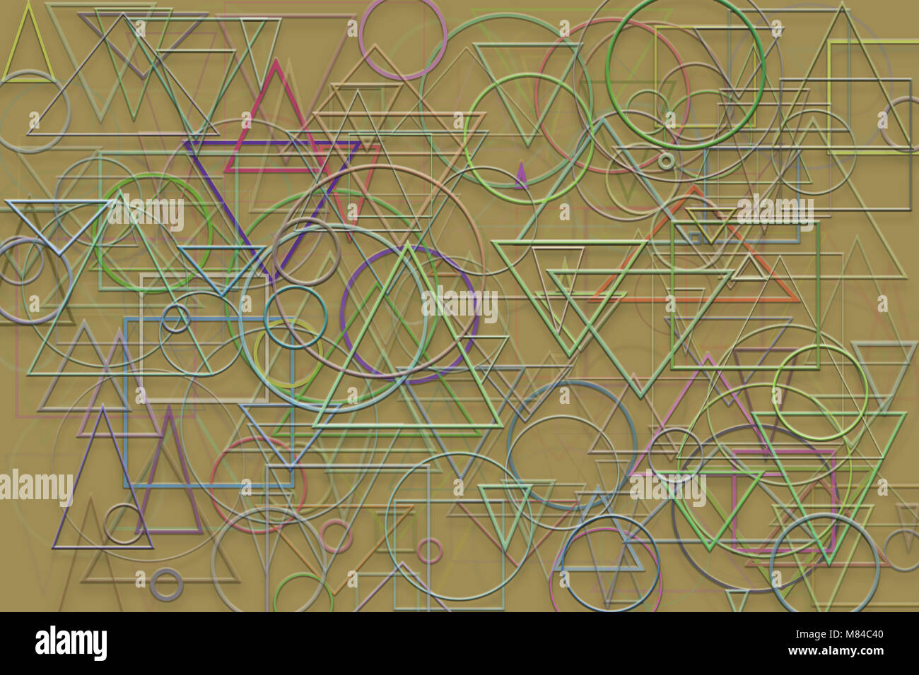 Abstract embossed & random circle, square, rectangle & triangle shape ...