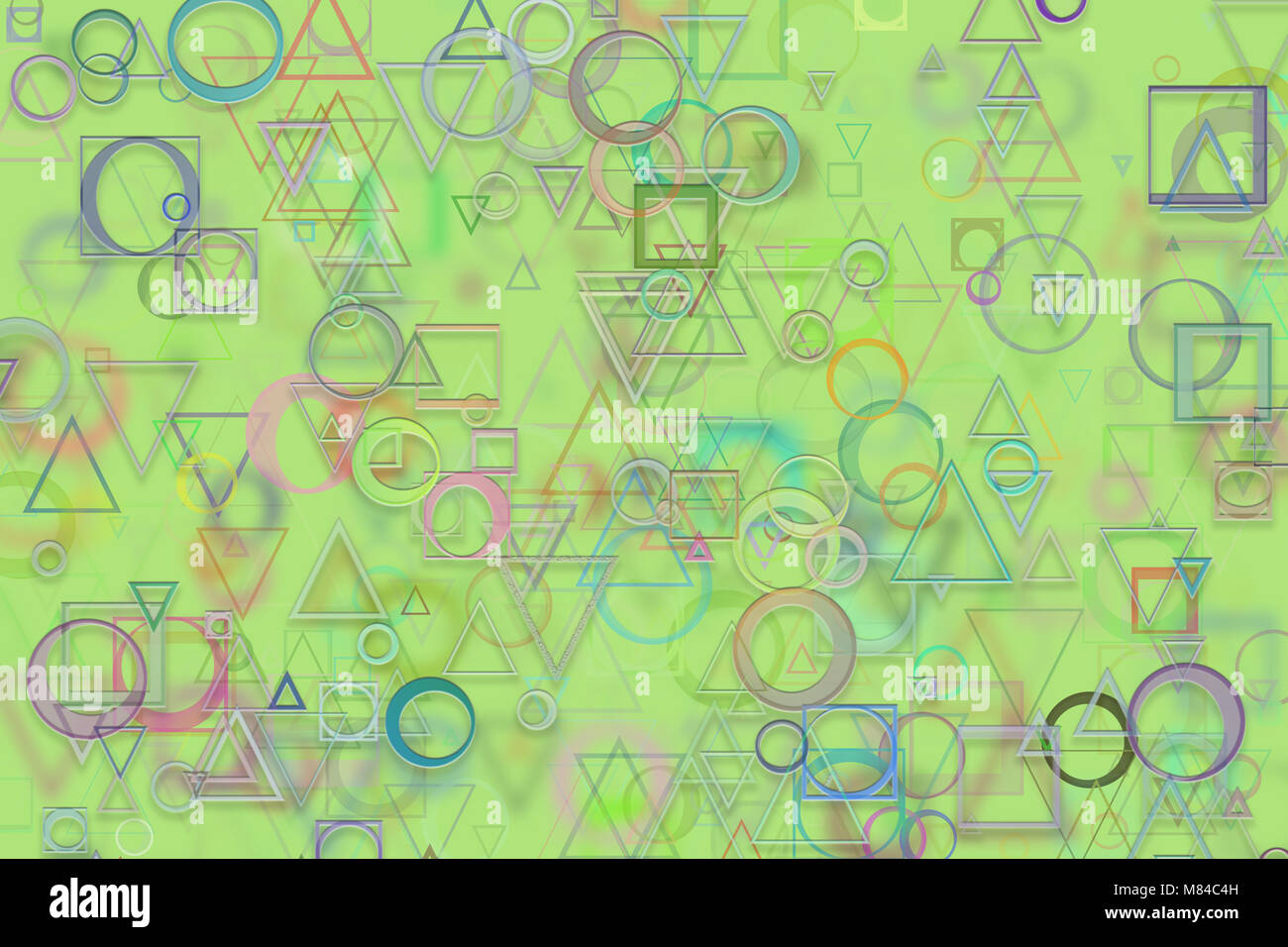 Abstract embossed & random circle, square, rectangle & triangle shape ...