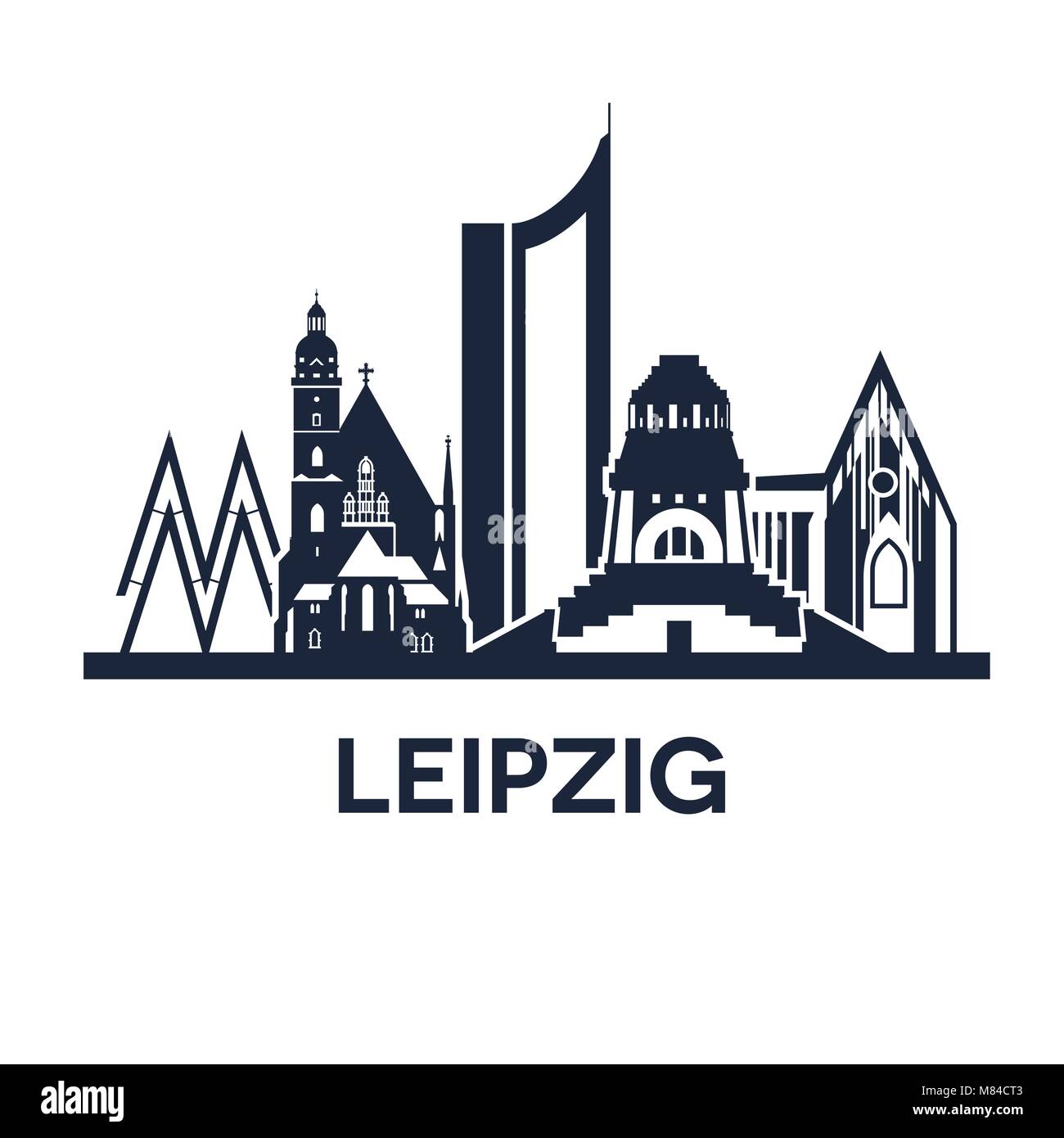 Abstract skyline of city Leipzig in Germany, detailed version, vector