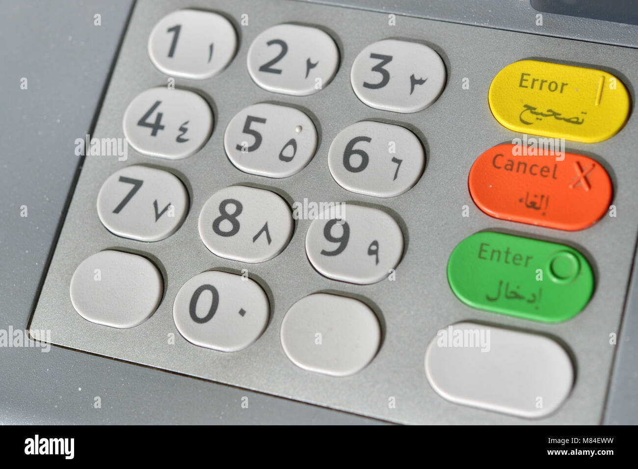 ATM keyboard with Western and Eastern arabic numbers Stock Photo - Alamy