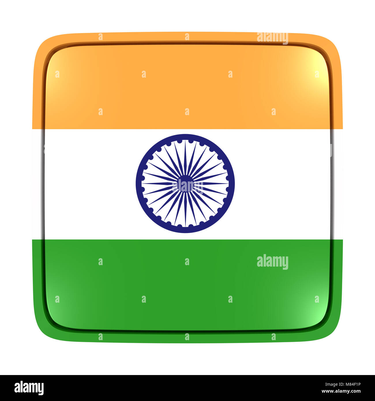 3d rendering of an India flag icon. Isolated on white background Stock ...