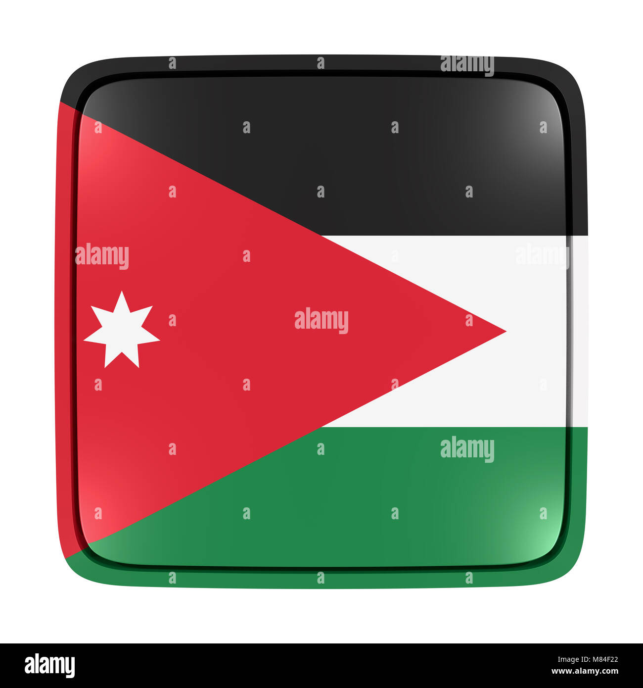 3d rendering of a Jordan flag icon. Isolated on white background Stock ...