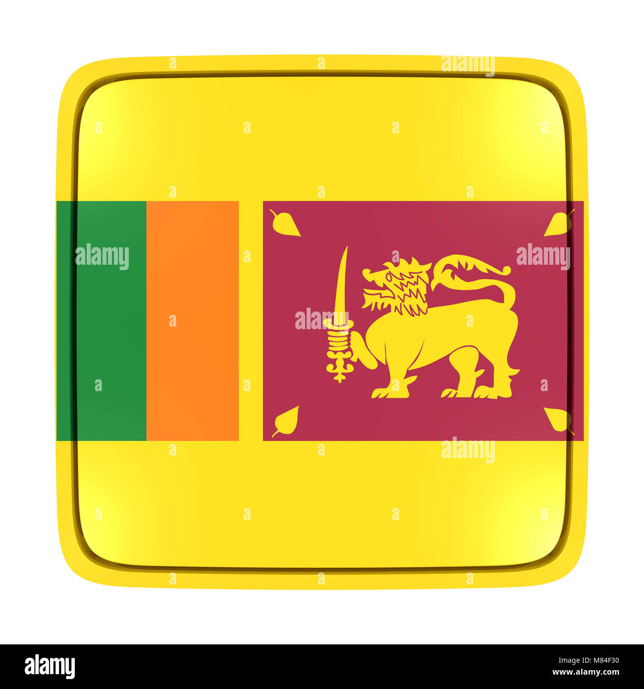 3d rendering of a Sri Lanka flag icon. Isolated on white background. Stock Photo