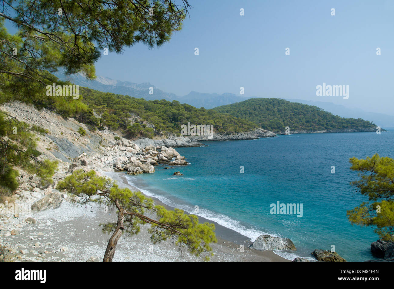 View of Mediterranean coastline in Oludeniz, Turkey Stock Photo