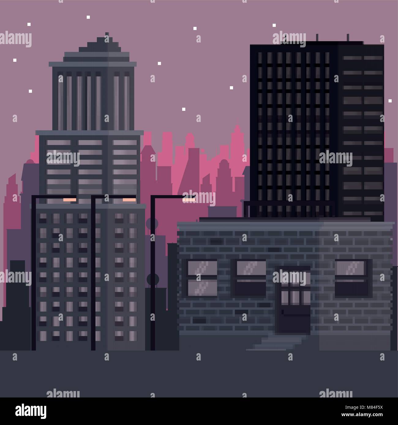 Buildings cityscape at night vector illustration graphic design Stock ...