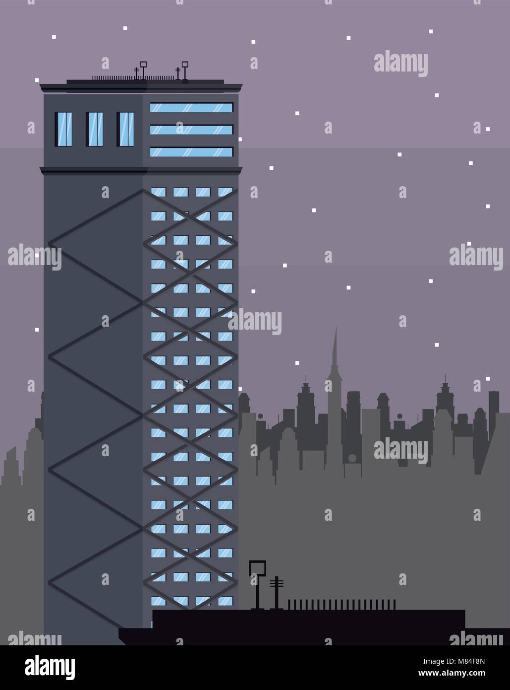 Buildings cityscape at night vector illustration graphic design Stock ...