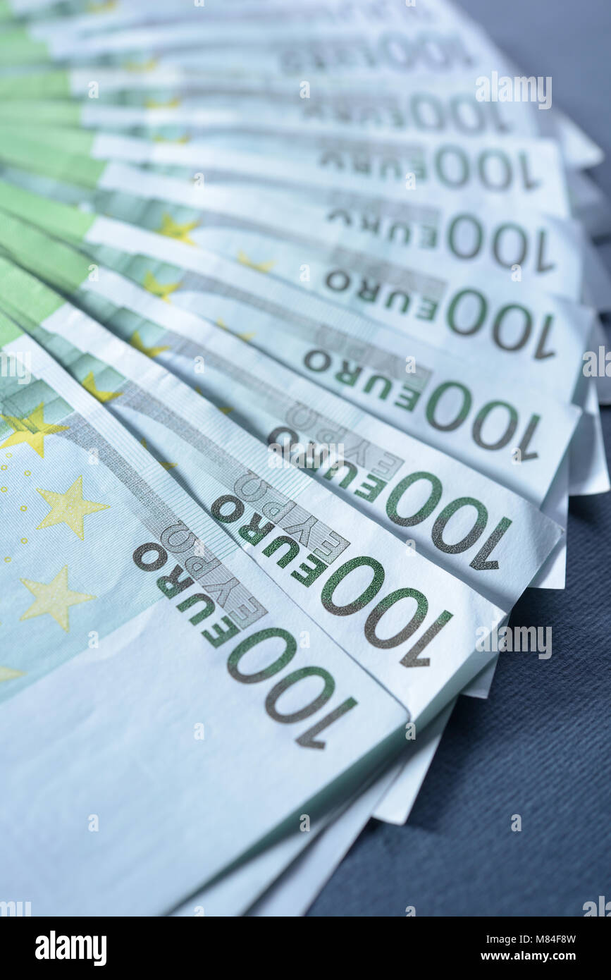 Euro banknotes on a table Stock Photo - Alamy