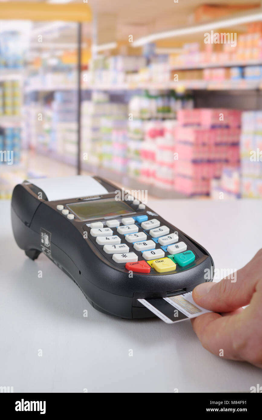 Credit card reader in action Stock Photo Alamy