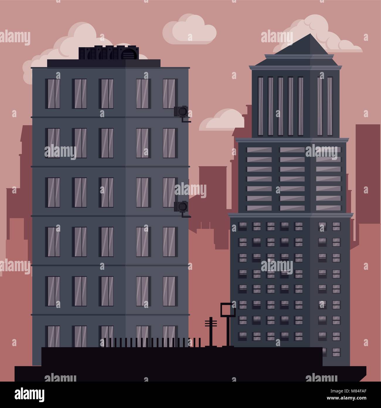 Buildings cityscape at night vector illustration graphic design Stock ...