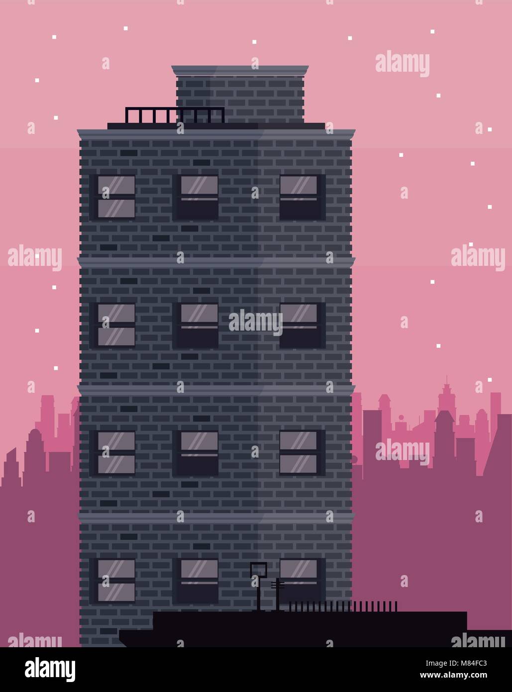 Buildings cityscape at night vector illustration graphic design Stock ...