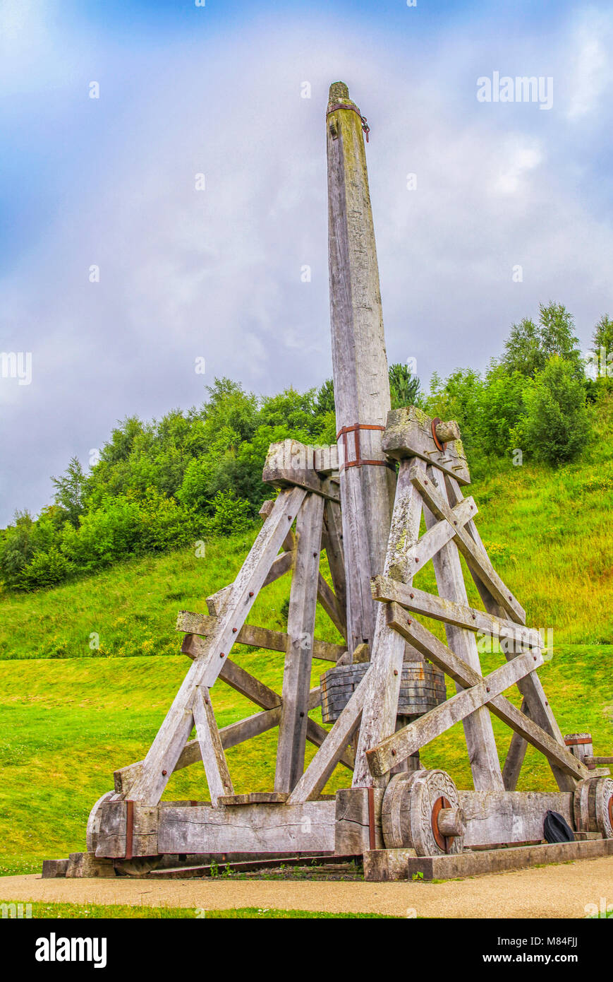 Replica of a medieval wooden catapult in Scotland Stock Photo