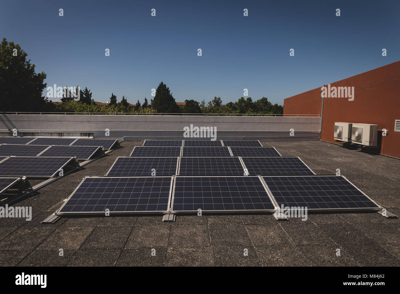 Solar panels at solar station Stock Photo
