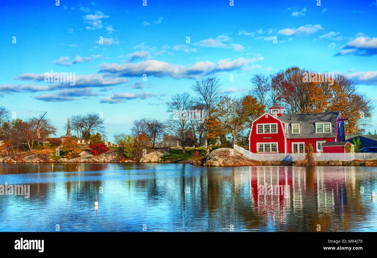 View of a historic pond in Marblehead, MA Stock Photo Alamy