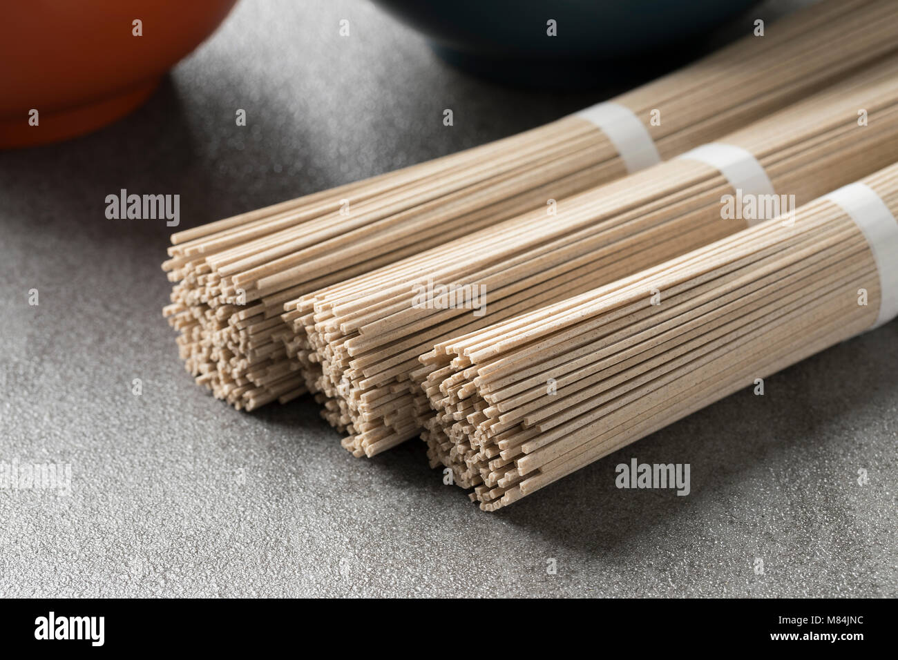 Japanese raw soba noodles bundles Stock Photo