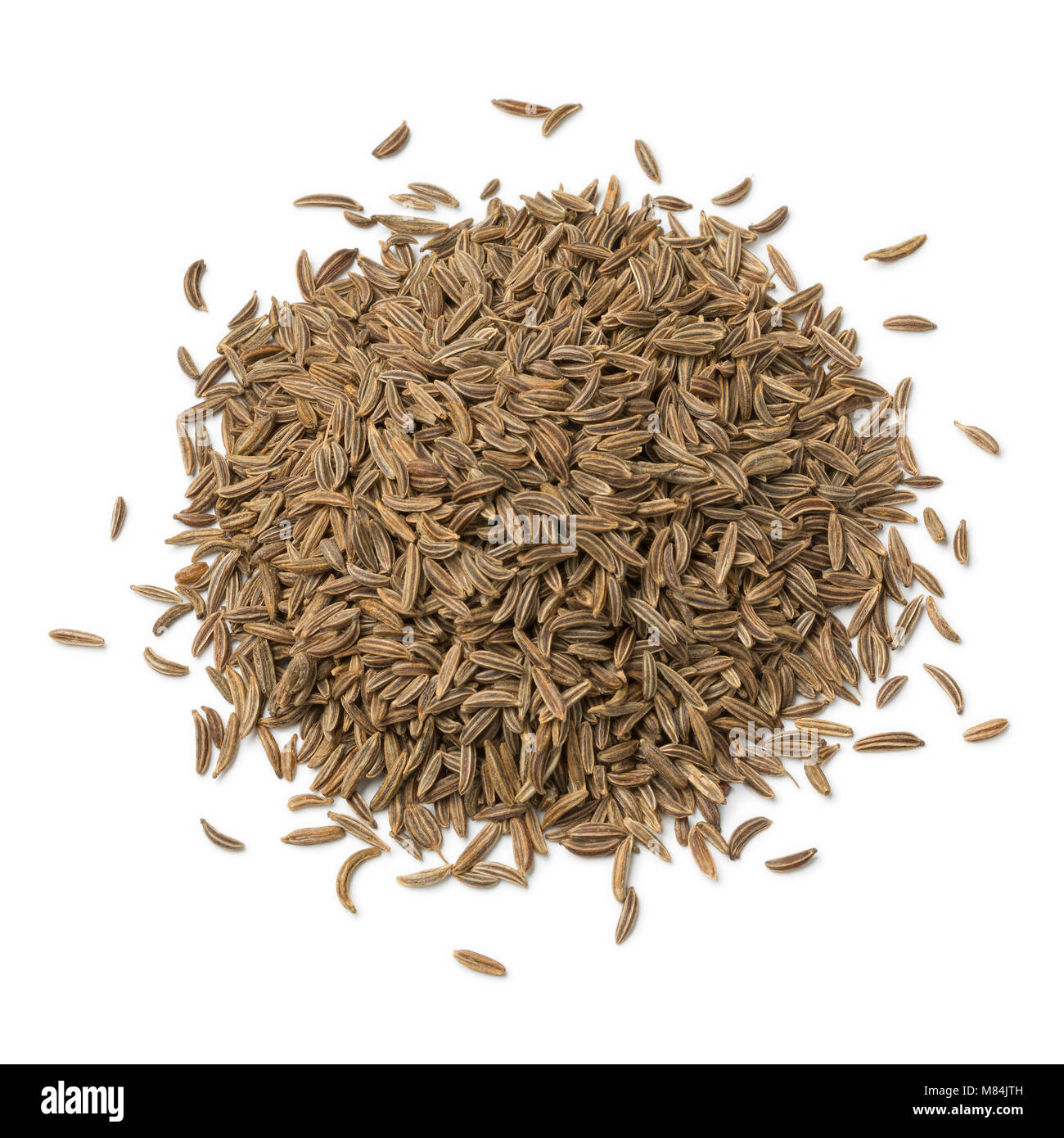 Heap of Caraway seeds isolated on white background Stock Photo