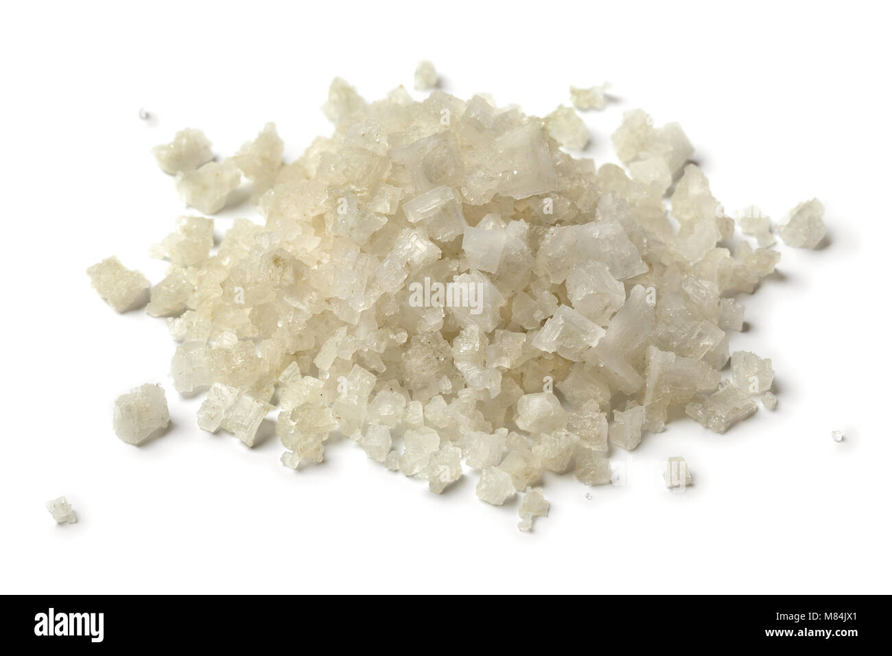 Heap of coarse sea salt isolated on white background Stock Photo
