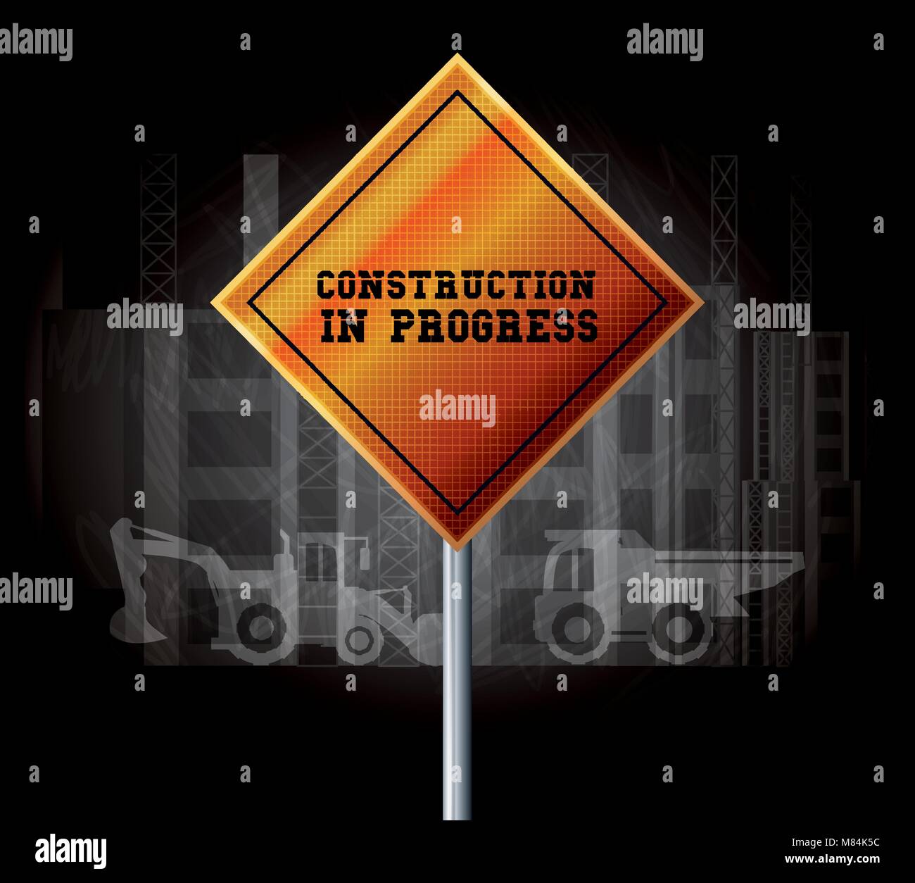 Construction progress design with warning sign icon, colorful design ...