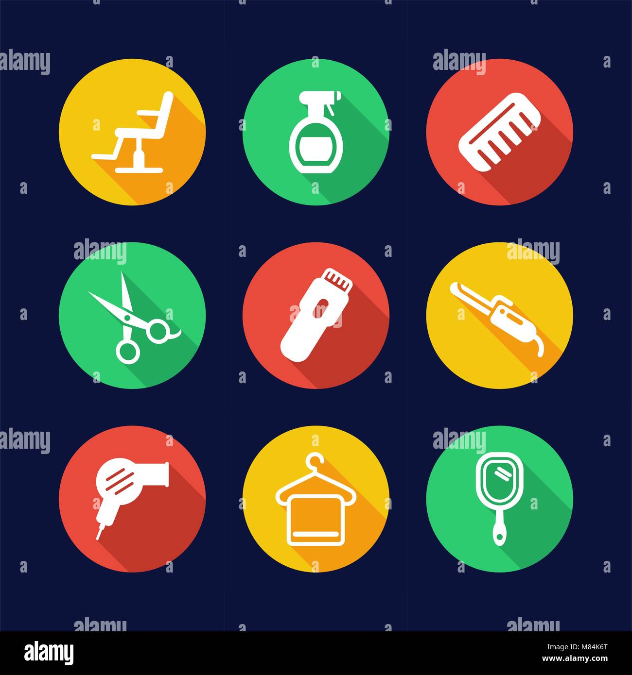 Hair Salon Icons Flat Design Circle Stock Vector Image & Art Alamy