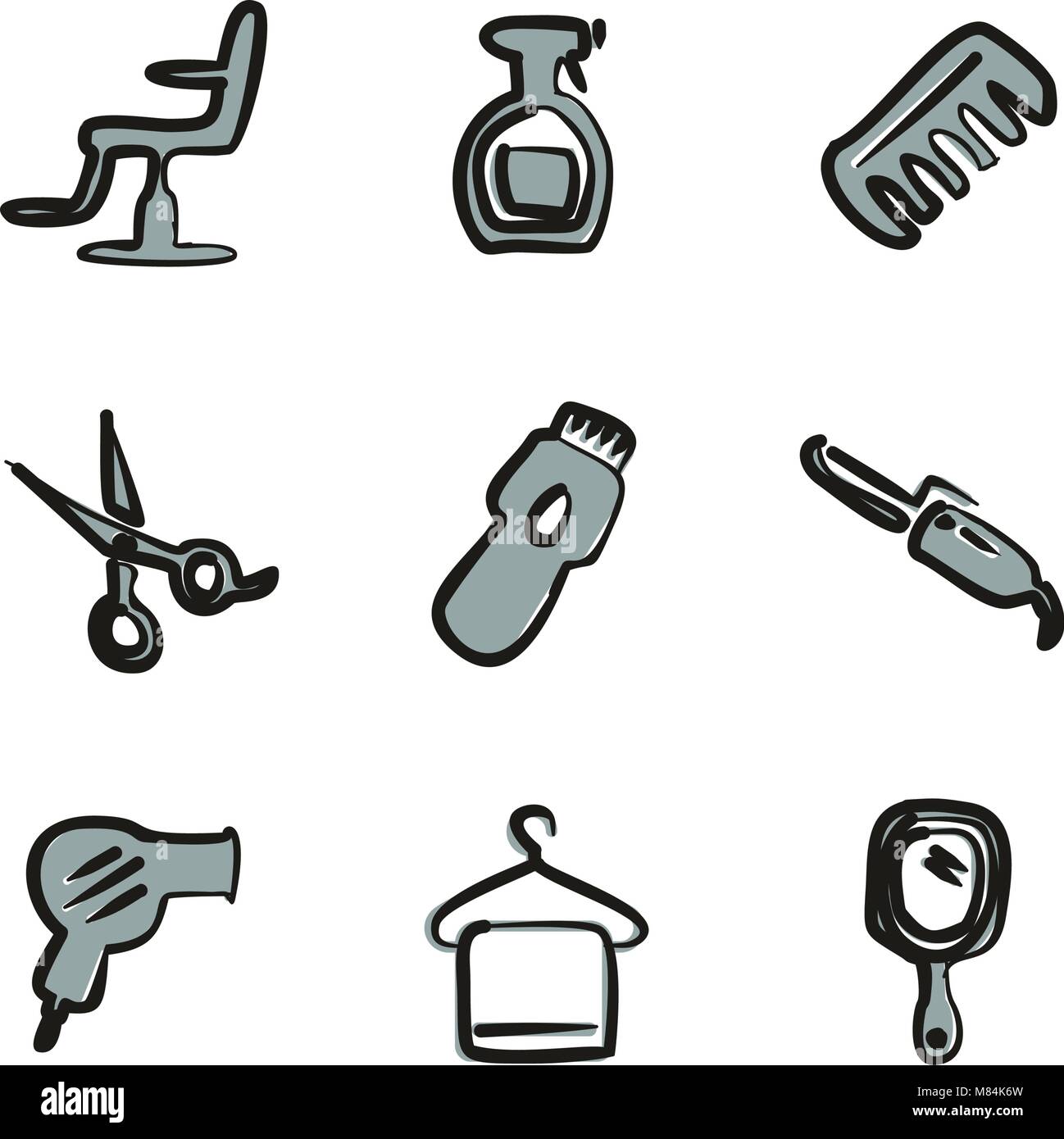 Hair Salon Icons Freehand 2 Color Stock Vector Image & Art - Alamy