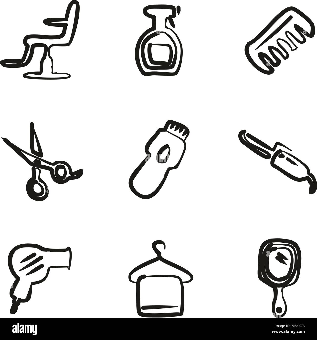Hair Salon Icons Freehand Stock Vector Image & Art - Alamy
