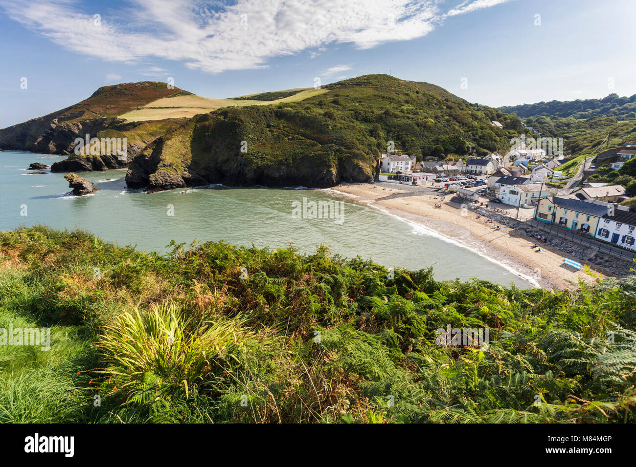 Llangrannog beach from above, Ceredigion in west Wales Stock Photo