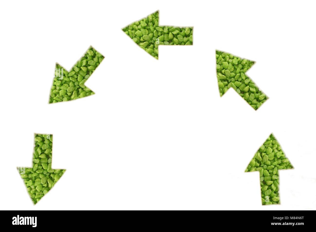 Green arrows note below - half circle Stock Photo
