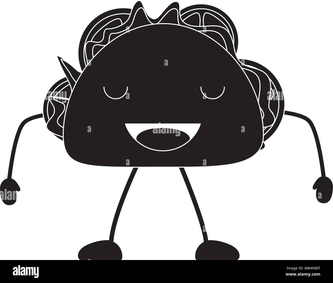 kawaii happy taco icon over white background, vector illustration Stock ...