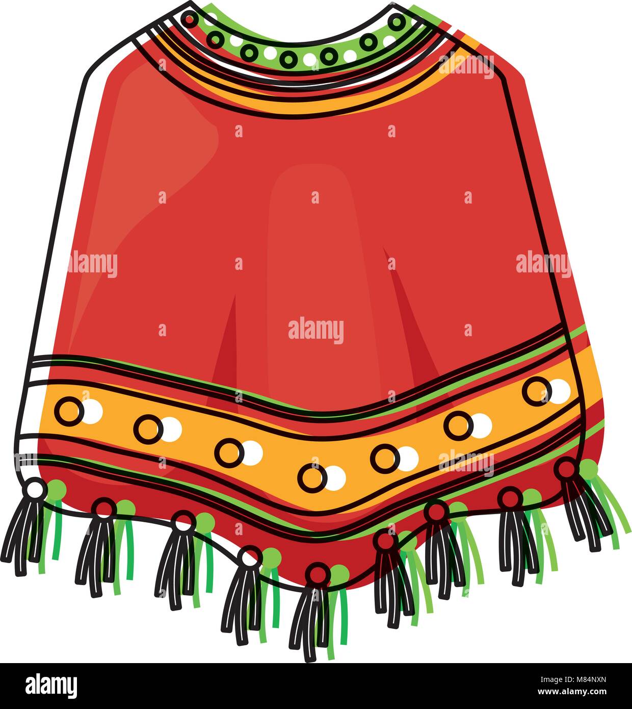 mexican poncho icon over white background, colorful design. vector