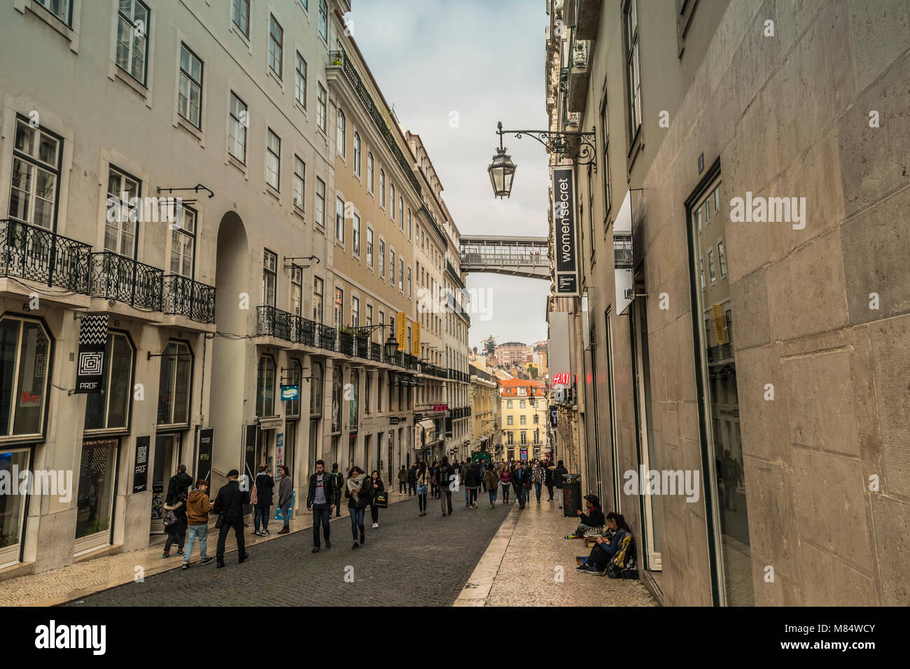 LISBON / PORTUGAL - FEBRUARY 17 2018: LISBON OLD CITY STREET VIEW Stock Photo