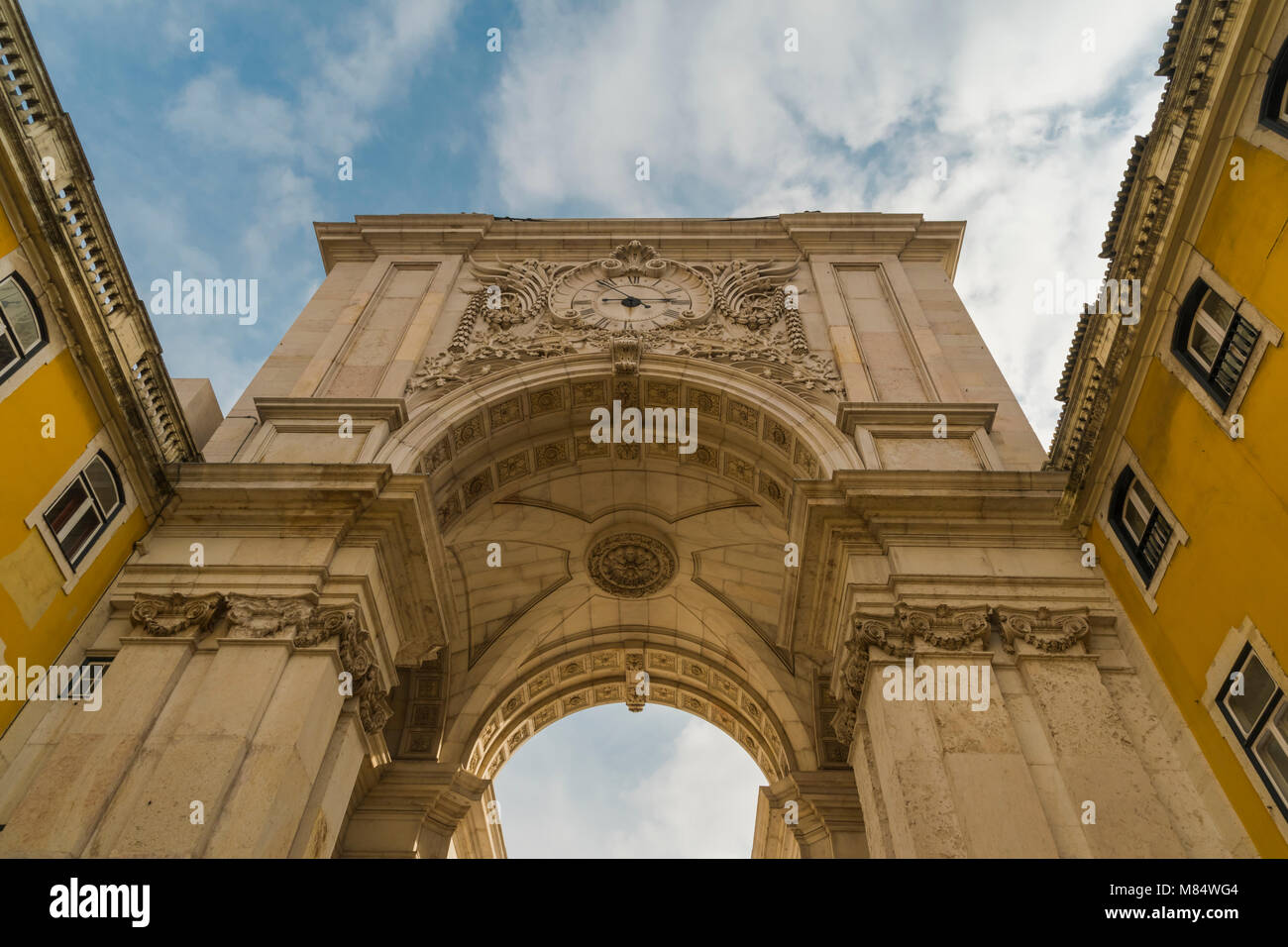 LISBON / PORTUGAL - FEBRUARY 17 2018: HISTORICAL ARCH IN CENTRE OF LISBON Stock Photo