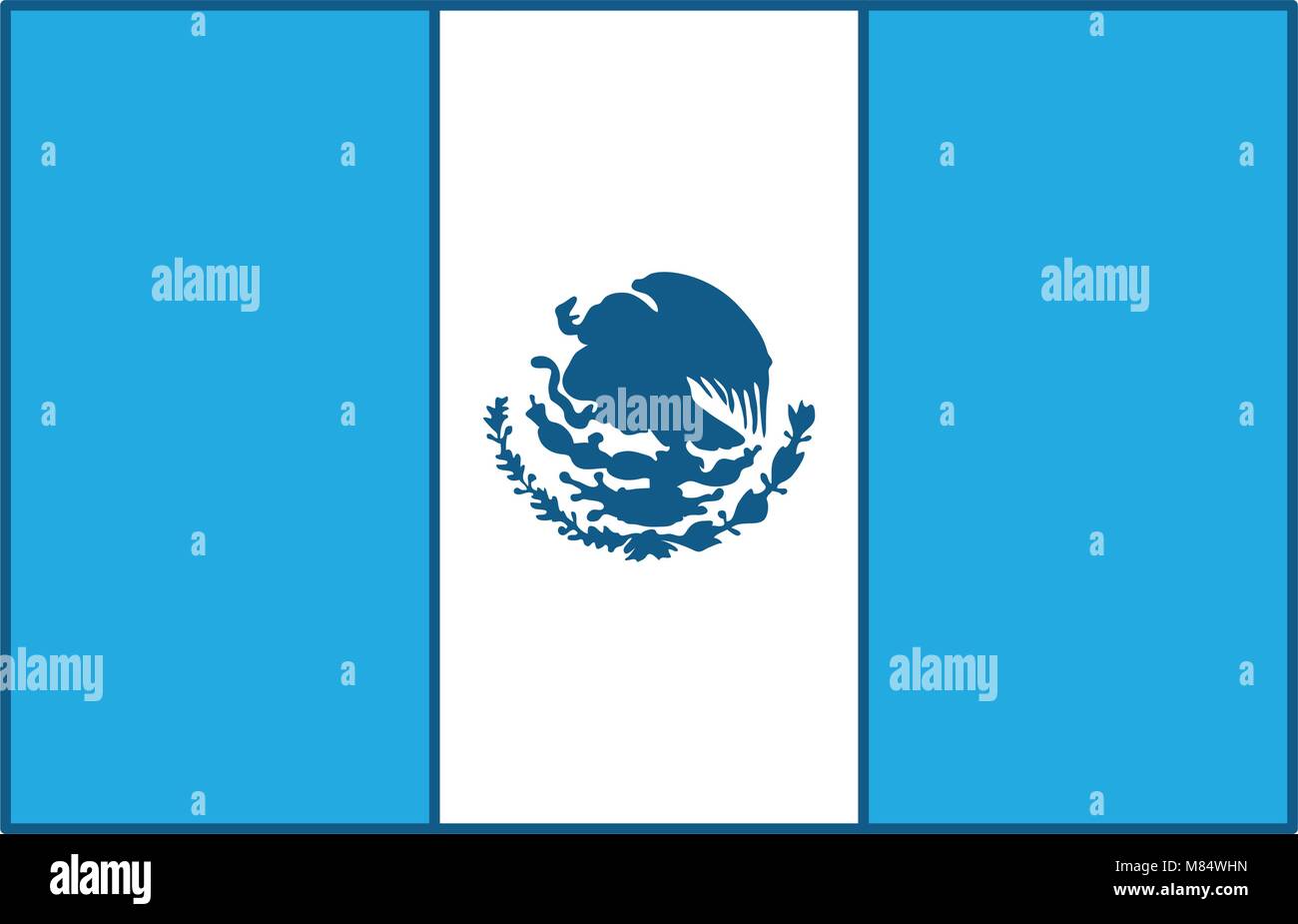Mexican flag icon over white background, blue shading design. vector illustration Stock Vector