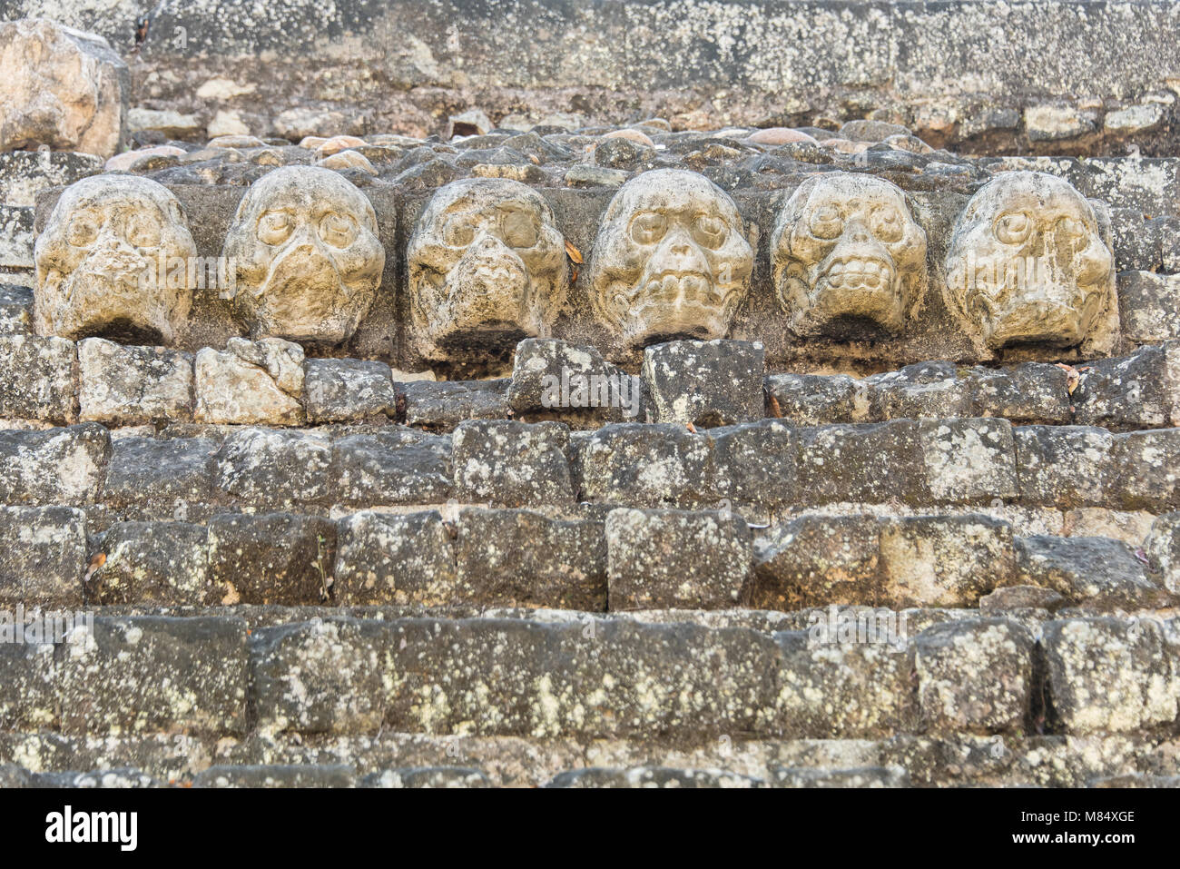 Ancient Mayan Skull Carvings Stock Photo