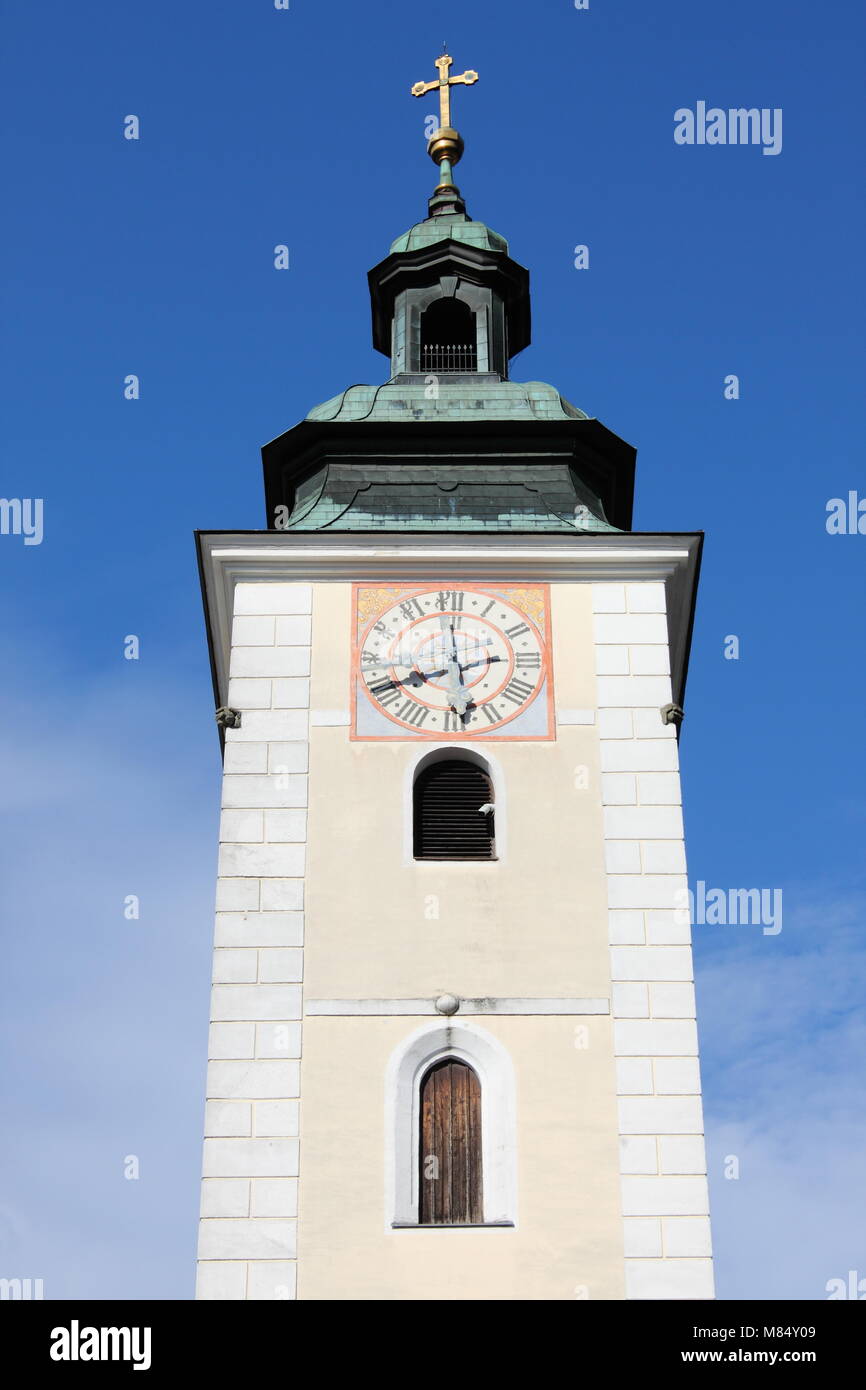 Bell tower of Grein cathedral, Austria Stock Photo