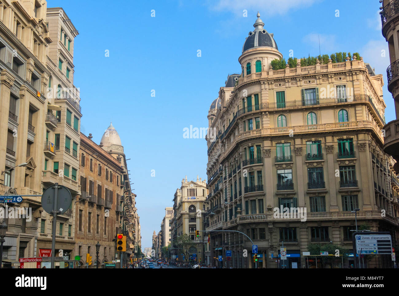 Barcelona, Spain - September 2, 2017: View of Via Laietana, one of the most important streets of the city of Barcelona, which connects the city center Stock Photo