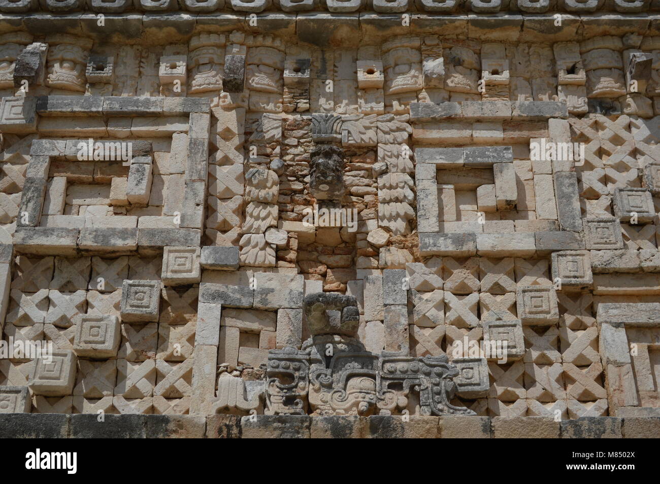 Mayan carvings of the Governor's Palace at Uxmal, Mexico Stock Photo