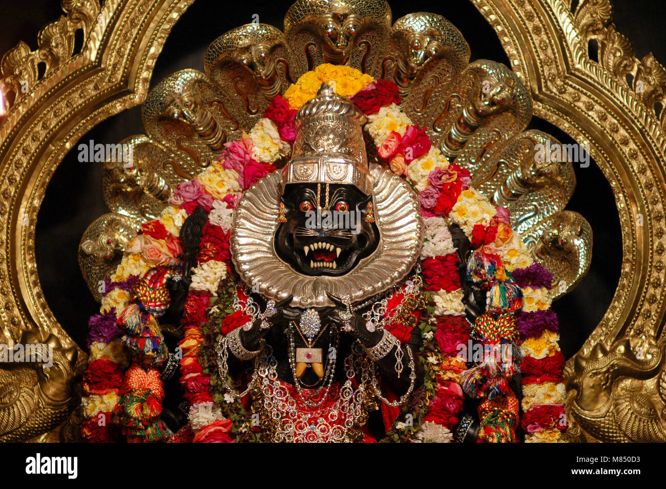 Lord Narasimha deity in mayapur west bengal india narasimhadeva Stock Photo