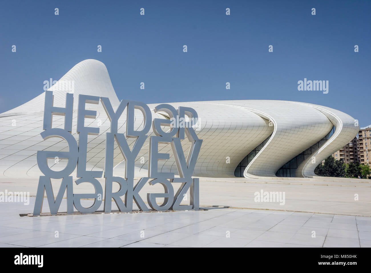 BAKU, AZERBAIJAN - MAY 27: Heydar Aliyev center, famous architectural ...