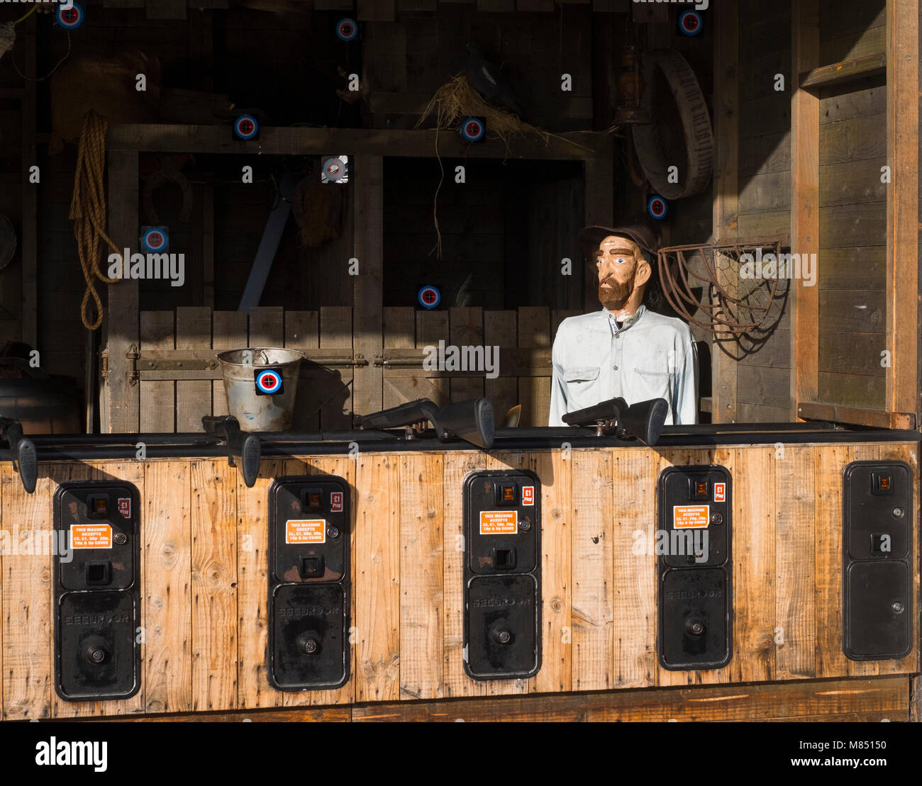 A shooting gallery on Llandudno Pier, Wales, UK Stock Photo Alamy