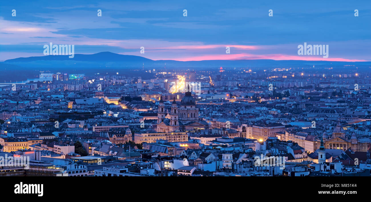 Budapest city night panorama Stock Photo - Alamy