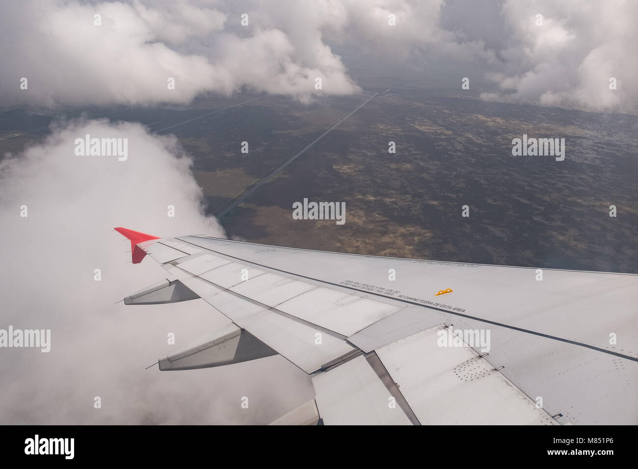 Looking out the window of a jet while flying over west Florida Stock ...