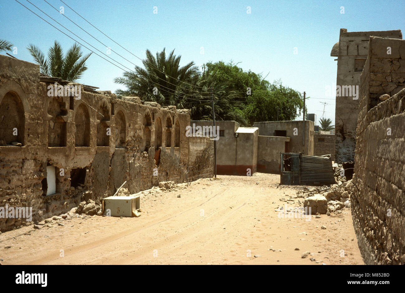 Abandoned coastal village at Jazirat Al Hamra, Ras Al Khaimah, United ...