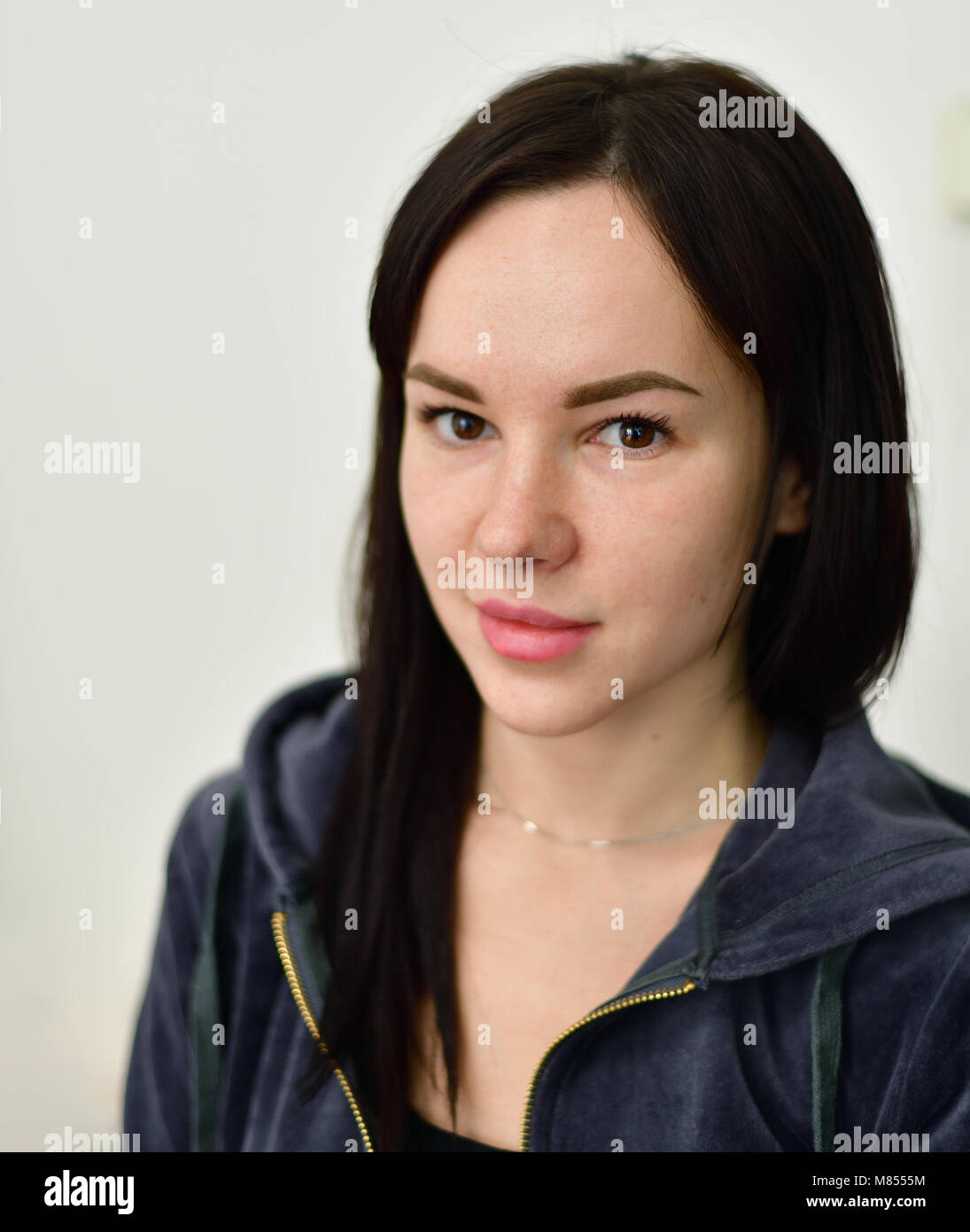 portrait of young brunette at age 20 Stock Photo