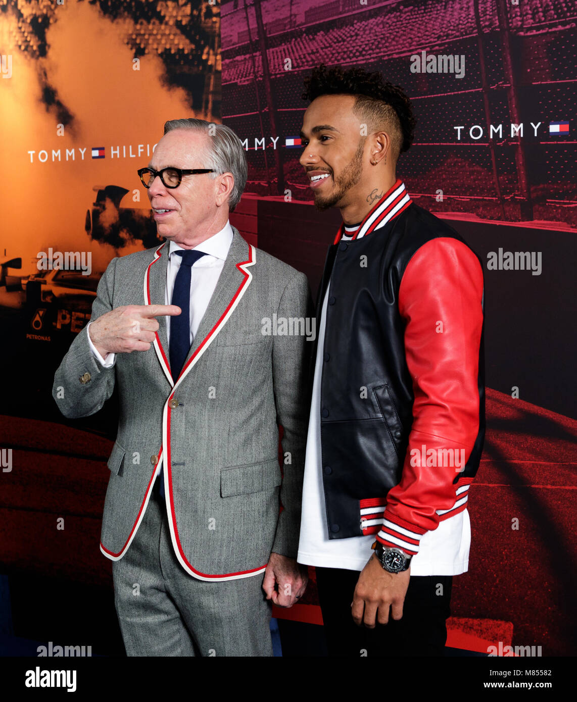 Tommy Hilfiger and Lewis Hamilton attending a photocall to announce Formula  One World Champion Lewis Hamilton as a Global Ambassador for Tommy Hilfiger  Men's, at Knightsbridge, London Stock Photo - Alamy