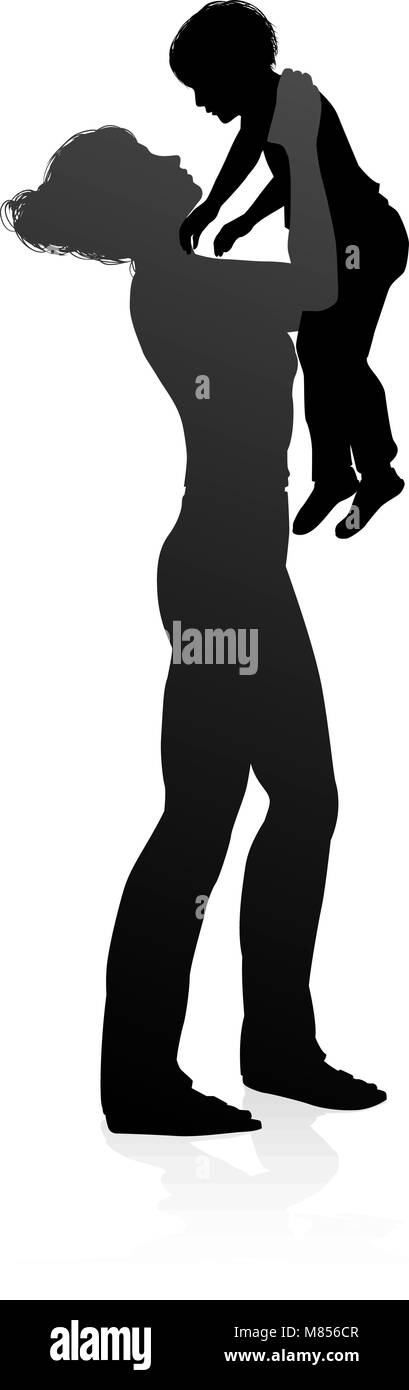 Mother and Child Family Silhouette Stock Vector